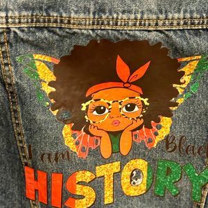 I am Black‎ History Gap Kids Jean Denim Jacket size Small (6-7)